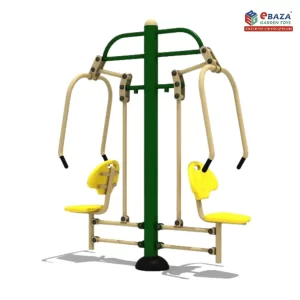 Double Chest Press Station by Ebaza Gardens, outdoor fitness equipment designed for two users to build upper body strength. Delivery in Saudi Arabia.