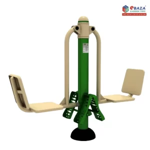 Double Leg Press Machine by Ebaza Gardens for outdoor lower body workouts, designed for two users. Available for delivery and installation in Saudi Arabia.