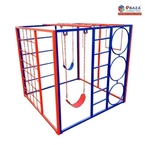 Multi-Activity Climbing Frame by Ebaza Gardens, designed for outdoor playgrounds, featuring monkey bars, climbing ladders, and a swing. Available for delivery in Saudi Arabia.