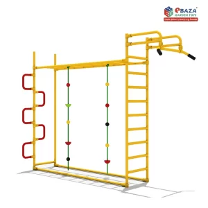 Climbing and Monkey Bar Set by Ebaza Gardens, designed for outdoor playgrounds with monkey bars, climbing ladder, and ropes. Available for delivery in Saudi Arabia.